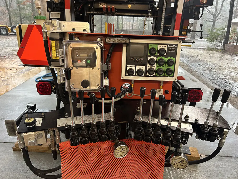 hydraulic controls on portable sawmill